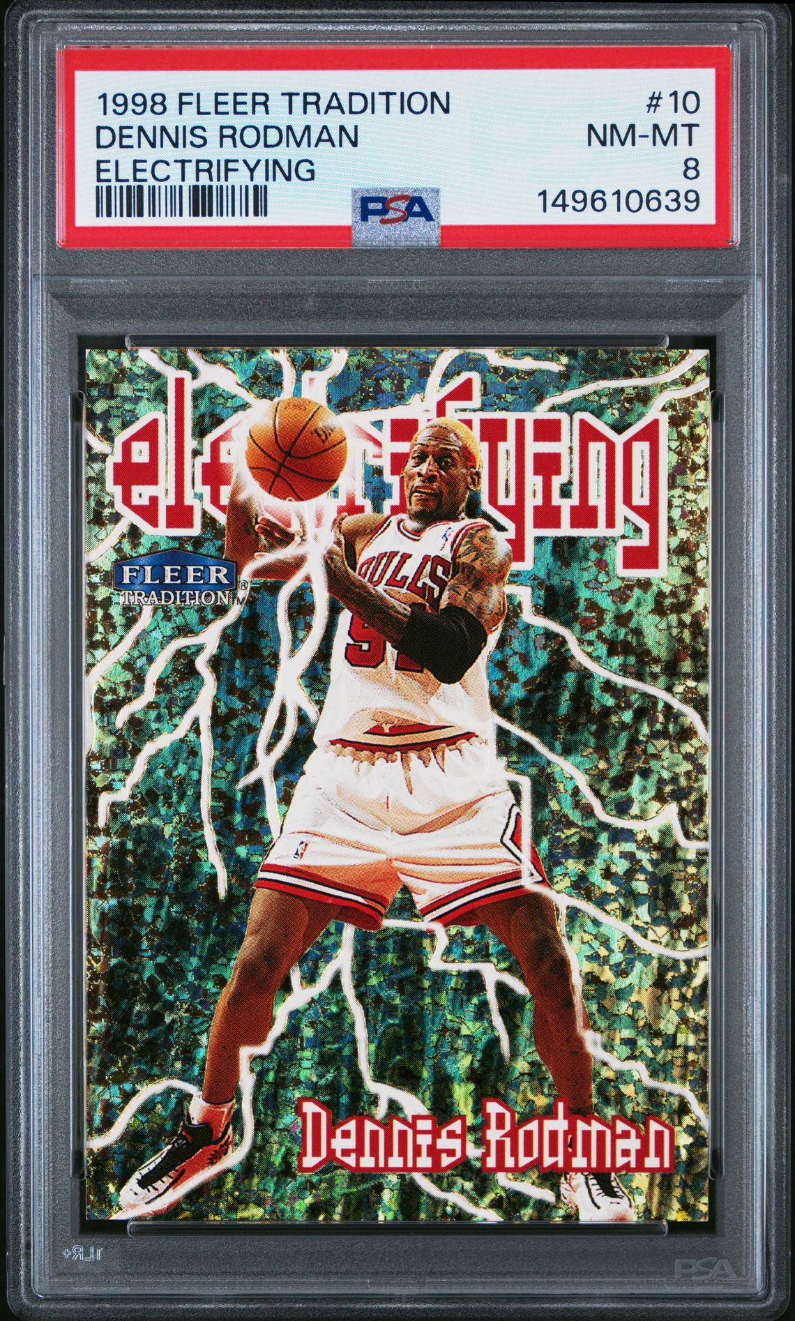 1998 Fleer Tradition Electrifying Dennis Rodman #10 (Electrifying) Nm-Mt 8 front