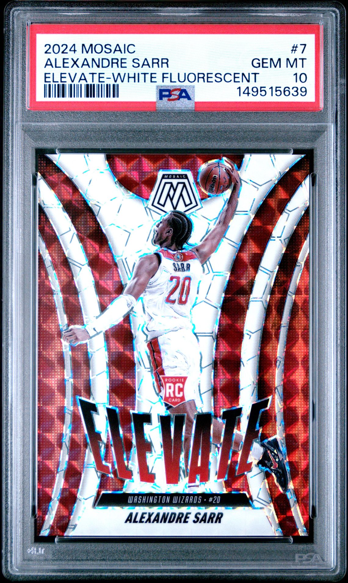 2024 Panini Mosaic Elevate Alexandre Sarr #7 (Elevate-White Fluorescent) Gem Mt 10 front