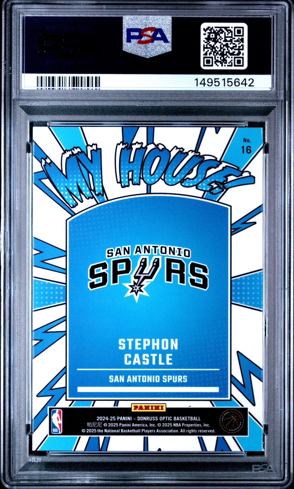 2024 Panini Donruss Optic My House Stephon Castle #16 Gem Mt 10 back