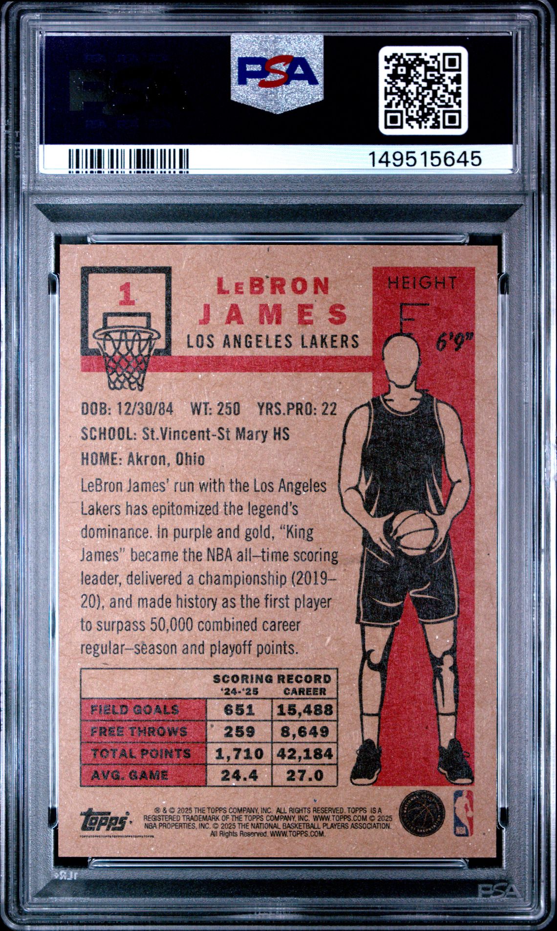 2025 Topps Living Lebron James #1 Mint 9 back