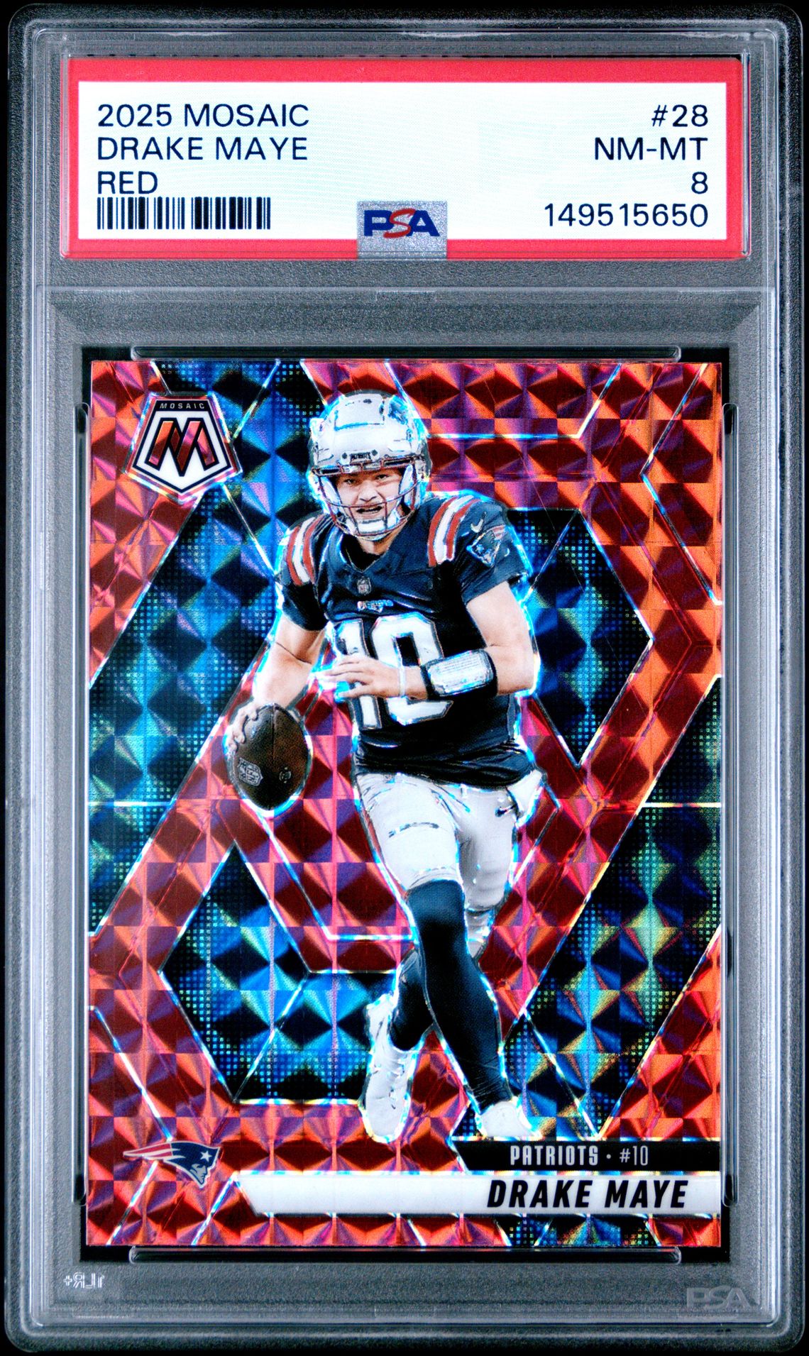 2025 Panini Mosaic Drake Maye #28 (Red) Nm-Mt 8 front