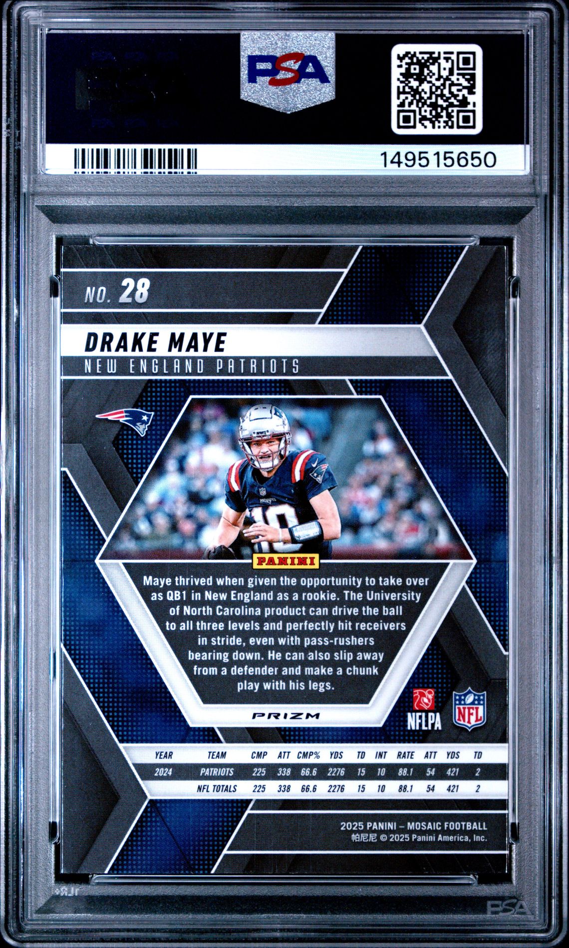 2025 Panini Mosaic Drake Maye #28 (Red) Nm-Mt 8 back