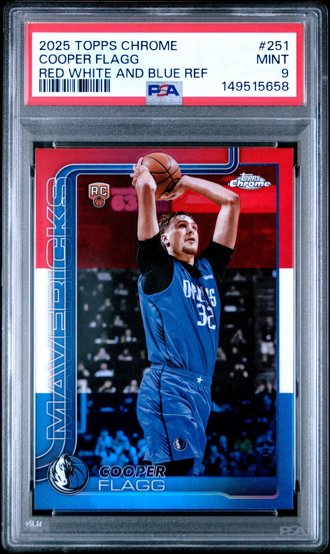 2025 Topps Chrome Cooper Flagg #251 (Red White And Blue Ref) Mint 9 front