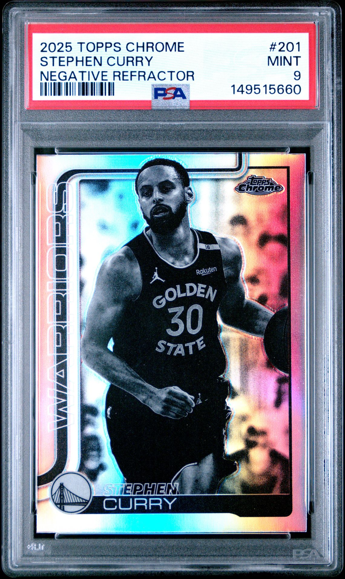 2025 Topps Chrome Stephen Curry #201 (Negative Refractor) Mint 9 front