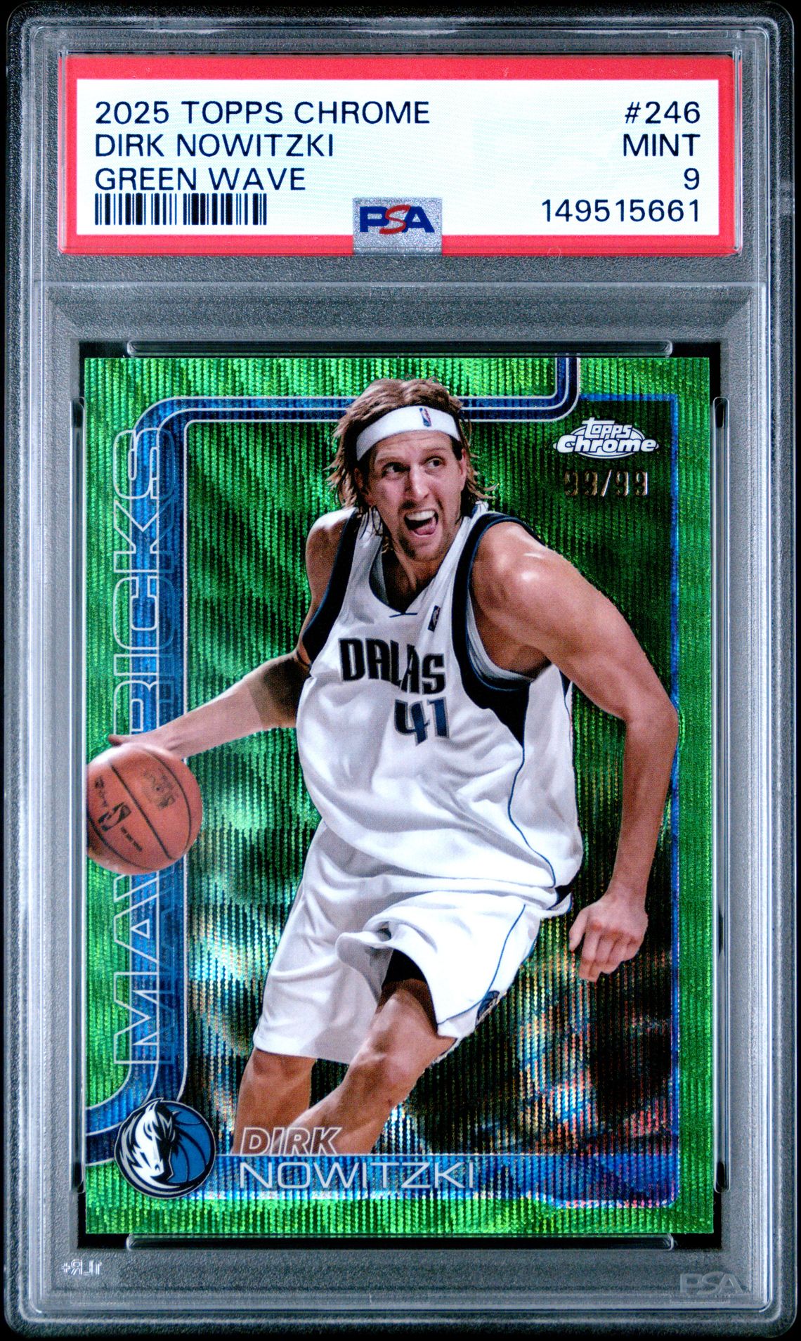 2025 Topps Chrome Dirk Nowitzki #246 (Green Wave) Mint 9 front