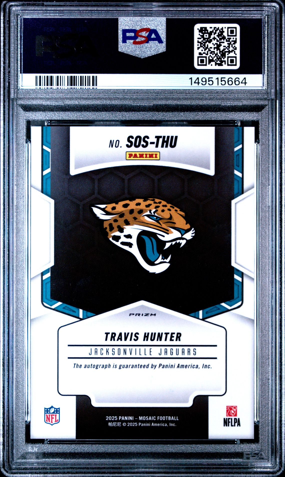 2025 Panini Mosaic Showtime Signatures Travis Hunter #Sos-Thu Mint 9 back