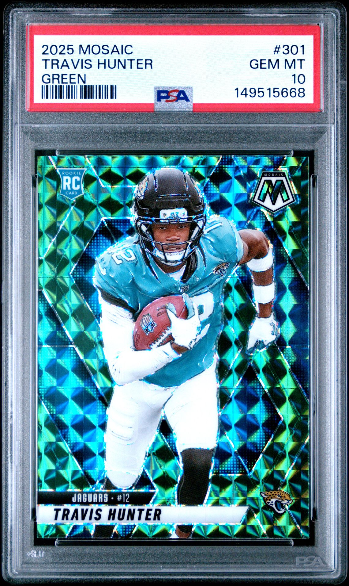 2025 Panini Mosaic Travis Hunter #301 (Green) Gem Mt 10 front