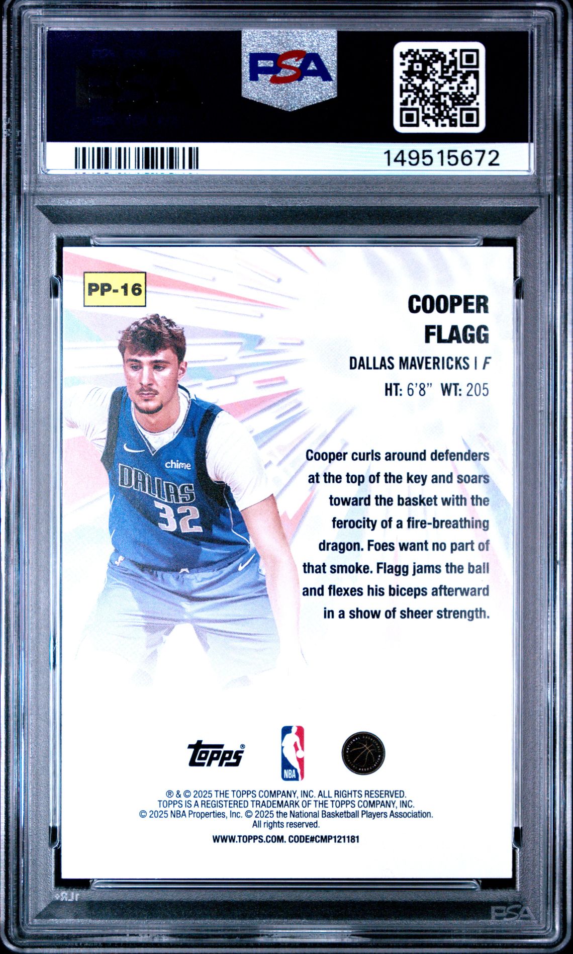 2025 Topps Power Players Cooper Flagg #Pp-16 Gem Mt 10 back
