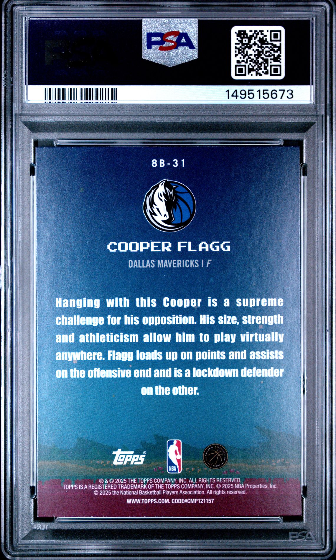 2025 Topps 8 Bit Ballers Cooper Flagg #8B-31 Mint 9 back