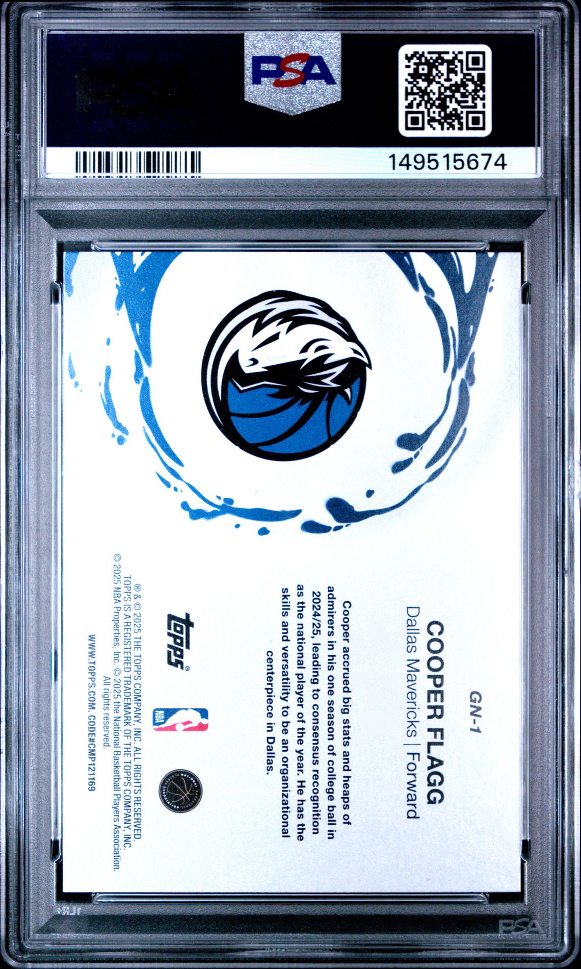 2025 TOPPS GENERATION NOW COOPER FLAGG  GN-1 GEM MT 10 back