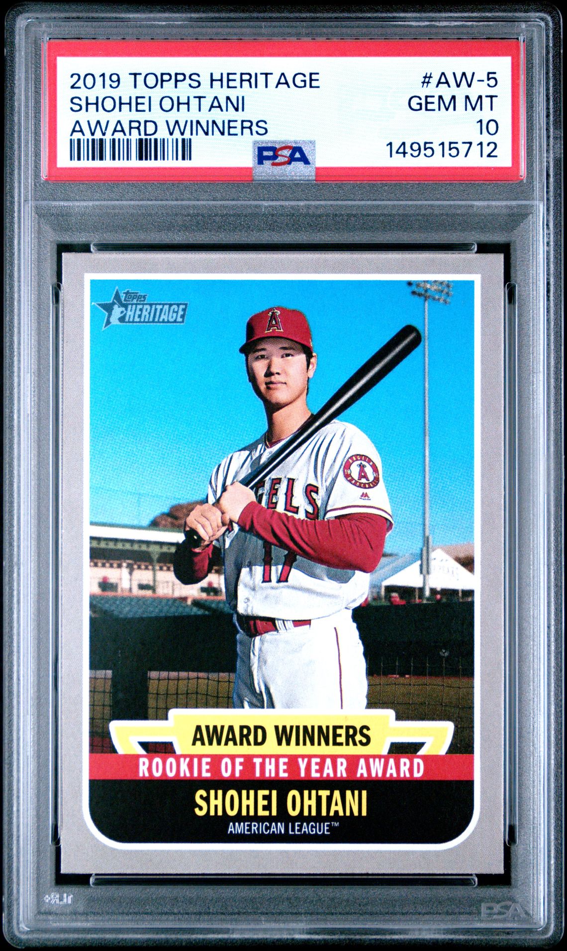 2019 Topps Heritage Award Winners Shohei Ohtani #Aw-5 (Award Winners) Gem Mt 10 front