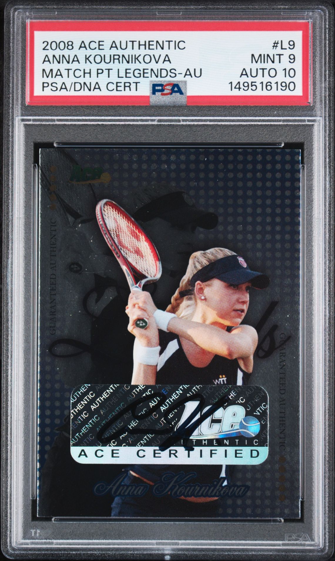 2008 Ace Authentic Match Point Legends Anna Kournikova #L9 (Match Pt Legends-Au) Mint 9 front
