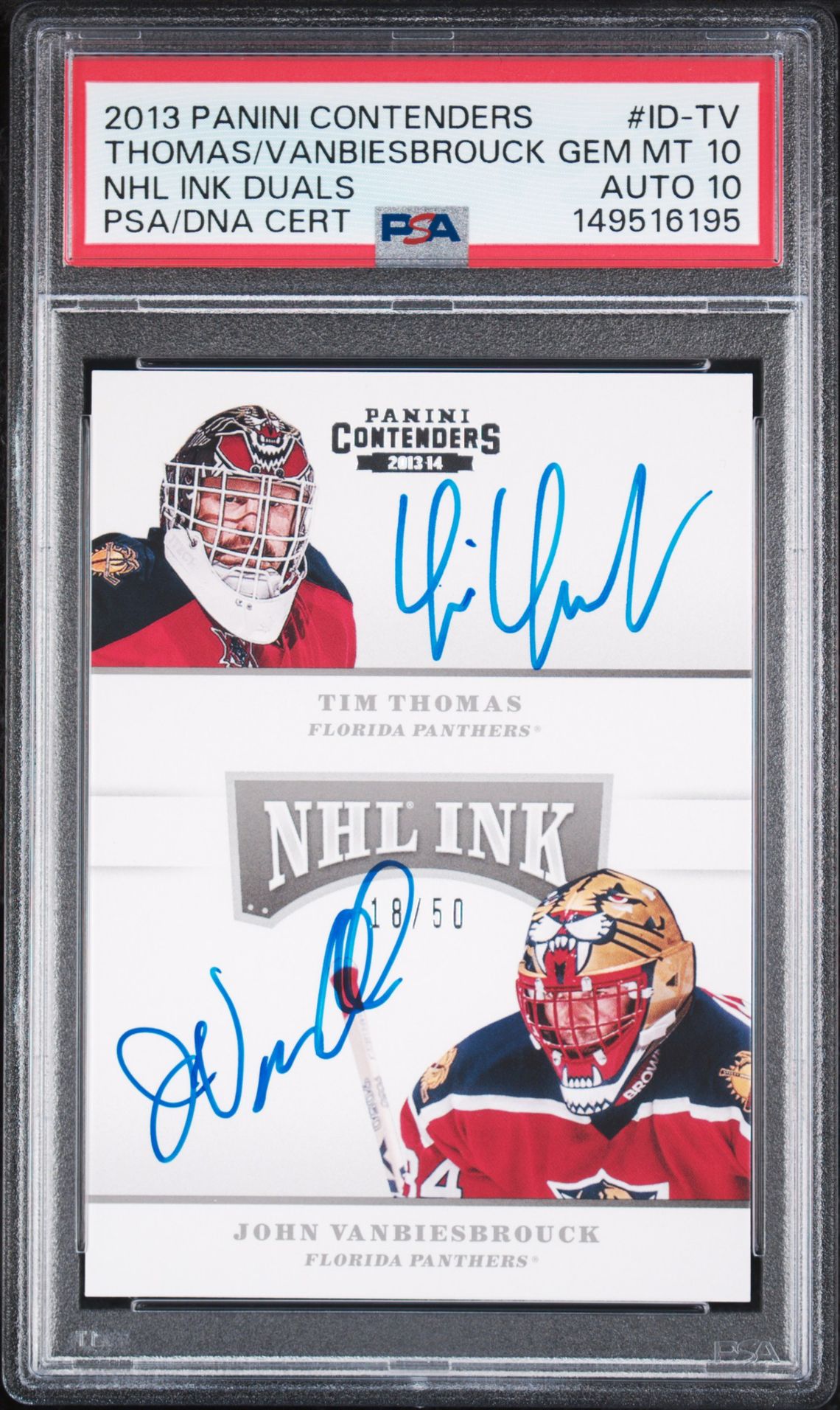 2013 Panini Contenders Nhl Ink Duals #Id-Tv (Nhl Ink Duals) Gem Mt 10 front