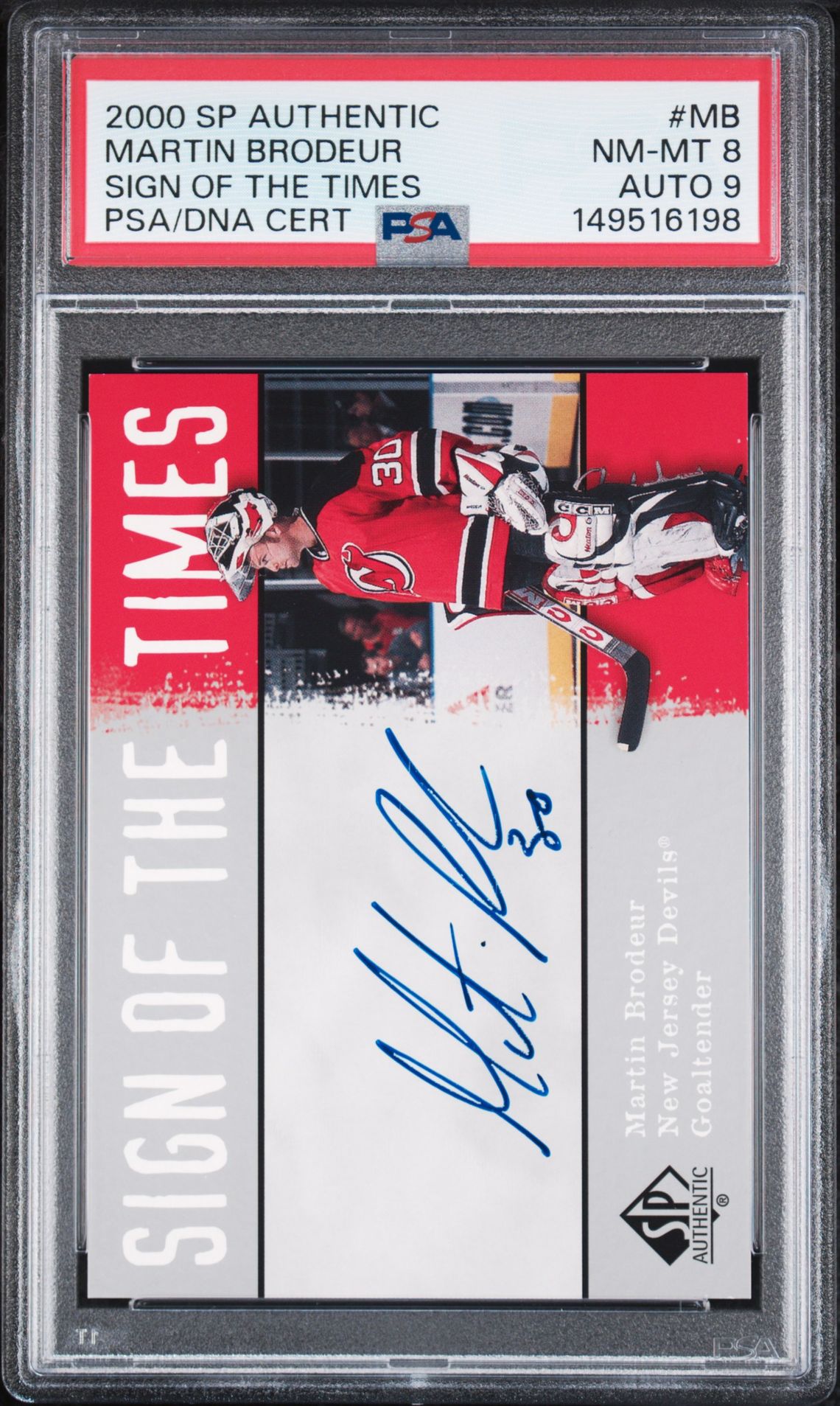 2000 Sp Authentic Sign Of The Times Martin Brodeur #Mb (Sign Of The Times) Nm-Mt 8 front