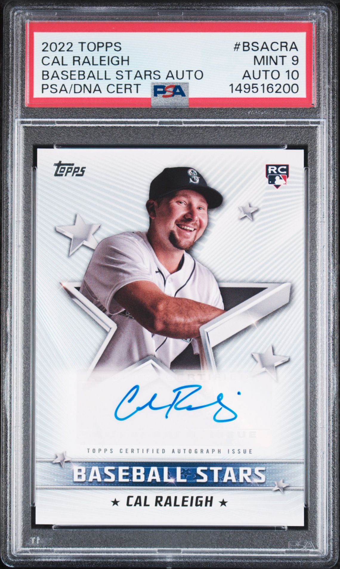 2022 Topps Baseball Stars Autographs Cal Raleigh #Bsacra (Baseball Stars Auto) Mint 9 front