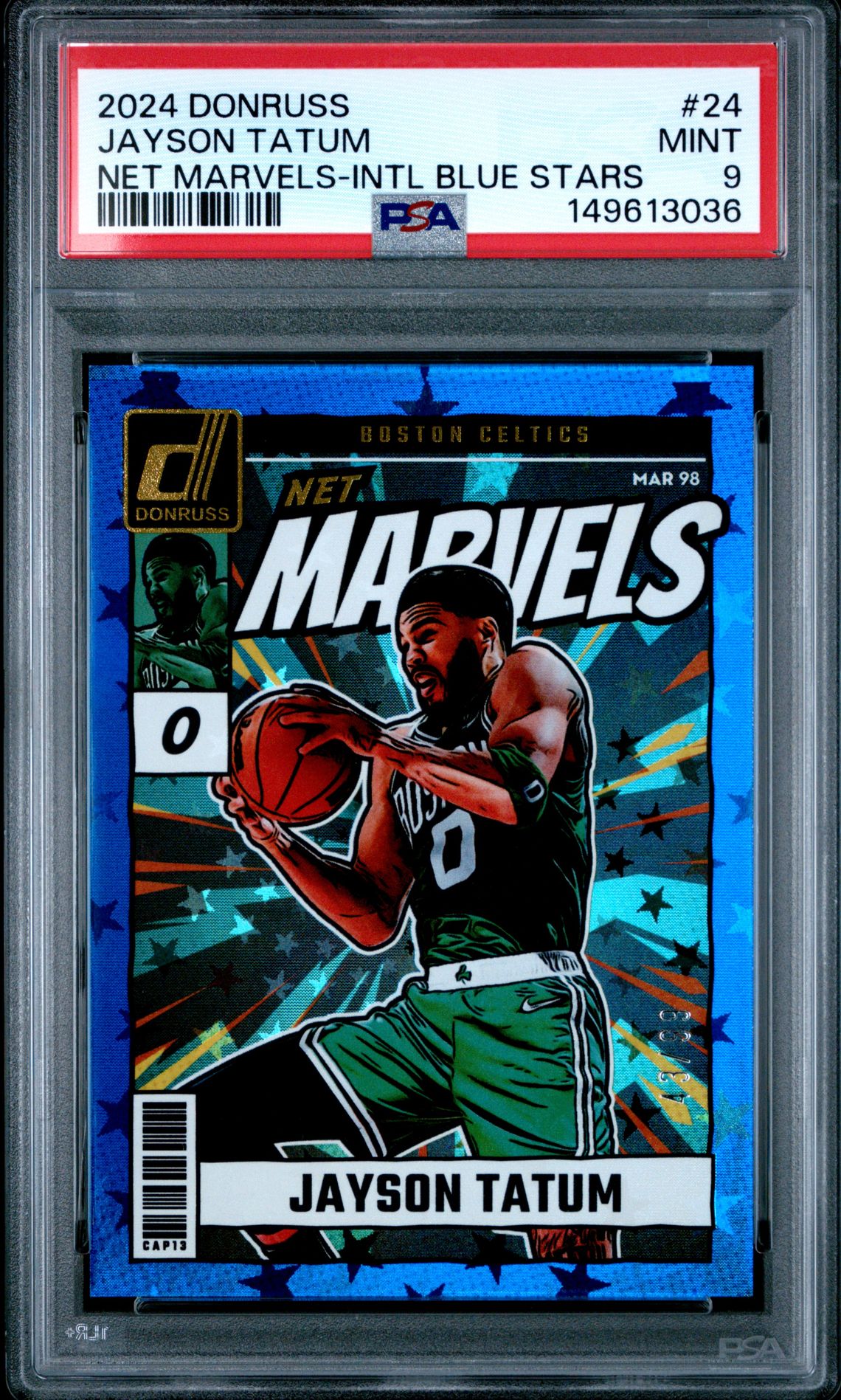 2024 Panini PANINI DONRUSS NET MARVELS INTL BLUE STARS #24 Jayson Tatum front