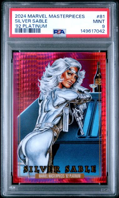 2024 Marvel Marvel Masterpieces 92 Platinum Silver #81 Silver Sable front