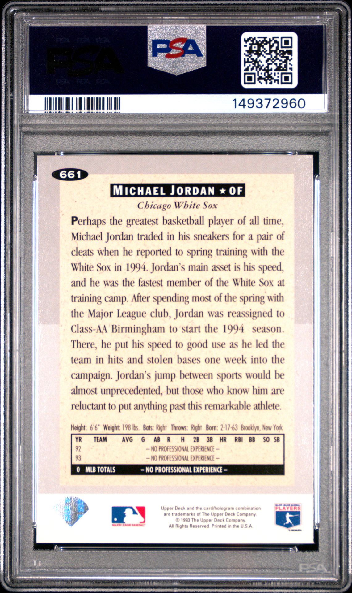 1994 Collector's Choice Michael Jordan #661 Nm-Mt 8 back