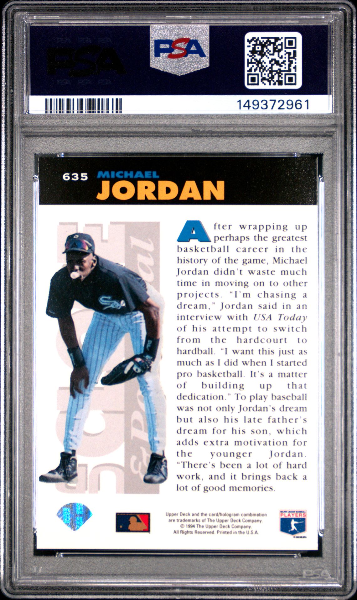 1994 Collector's Choice Michael Jordan #635 Nm 7 back