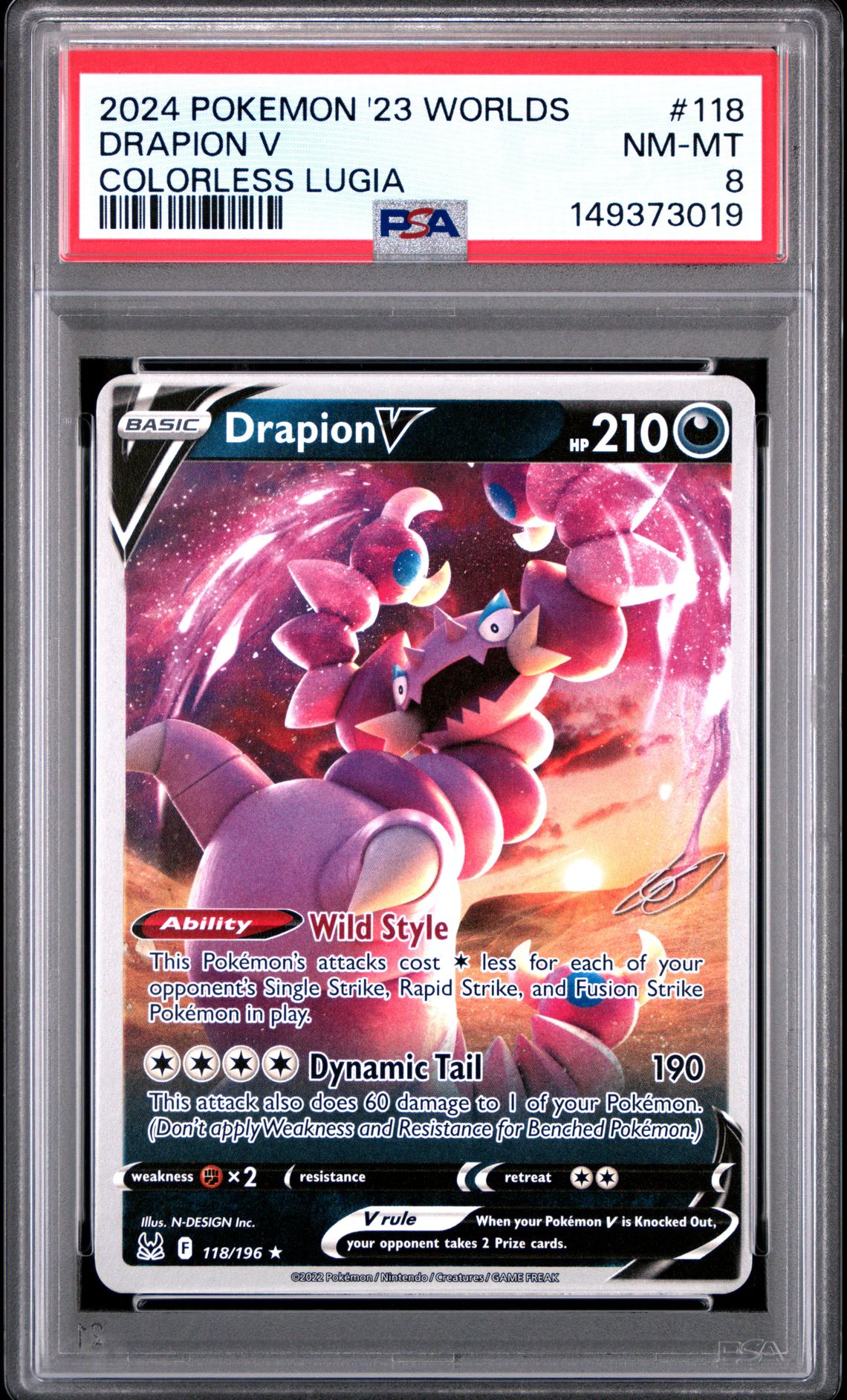 2024 Pokemon 2023 World Championship Deck: Colorless Lugia Drapion V #118 Nm-Mt 8 front