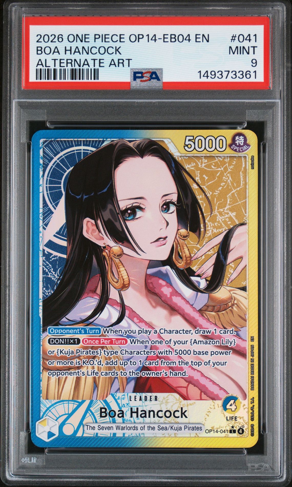 2026 One Piece Op14-Eb04-The Azure Sea's Seven Boa Hancock #041 (Alternate Art) Mint 9 front