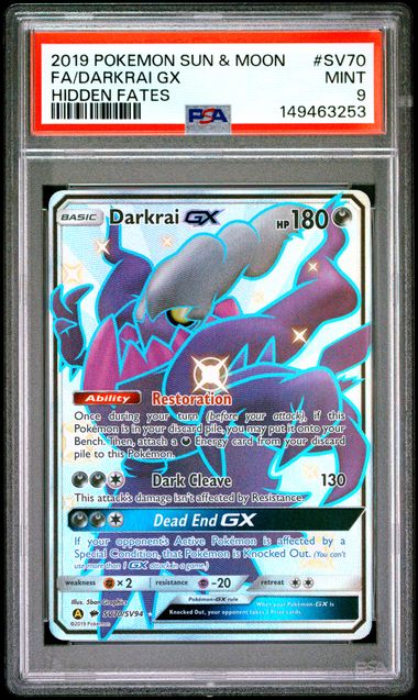 2019 POKEMON SUN & MOON HIDDEN FATES #SV70 FA/DARKRAI GX HIDDEN FATES (PSA 9) (PSA 9) – 149463253