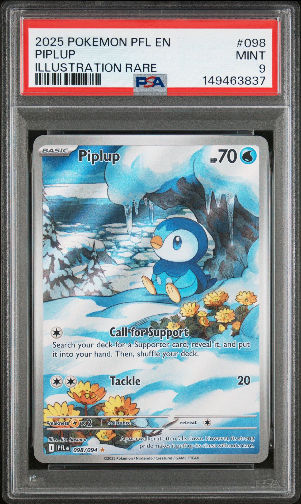 2025 Pokemon Pfl En-Phantasmal Flames Piplup #098 (Illustration Rare) Mint 9 front