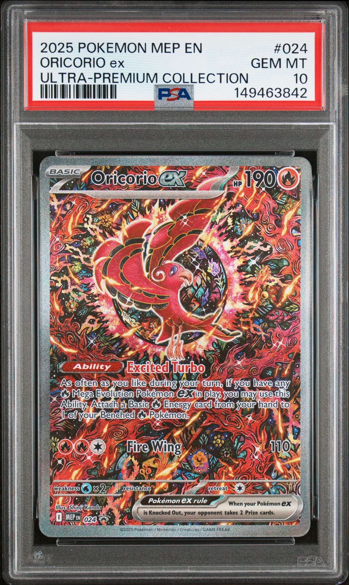 2025 Pokemon Mep En-Me Black Star Promo Oricorio Ex #024 (Ultra-Premium Collection) Gem Mt 10 front