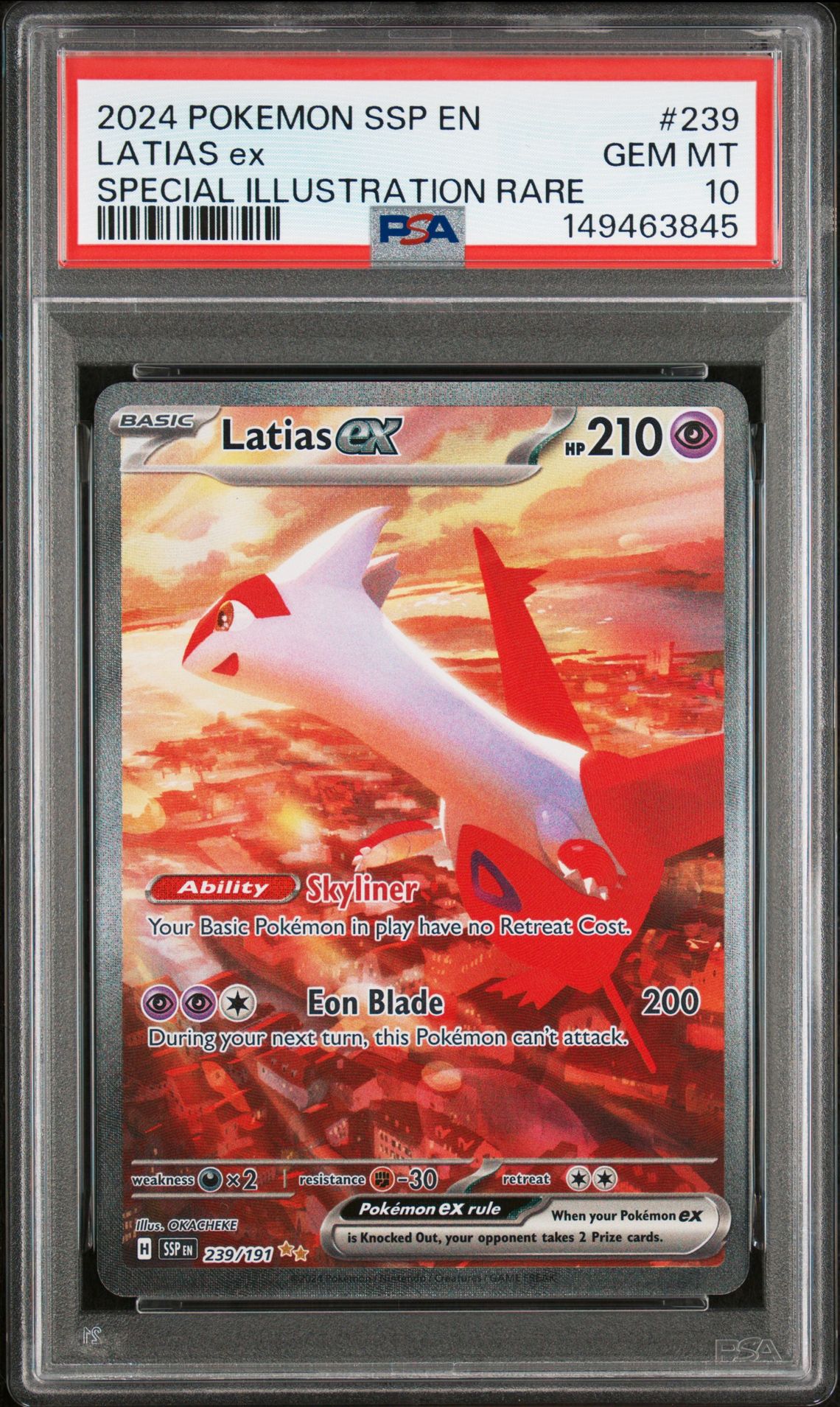 2024 POKEMON SSP EN-SURGING SPARKS LATIAS ex SPECIAL ILLUSTRATION RARE 239 GEM MT 10 front
