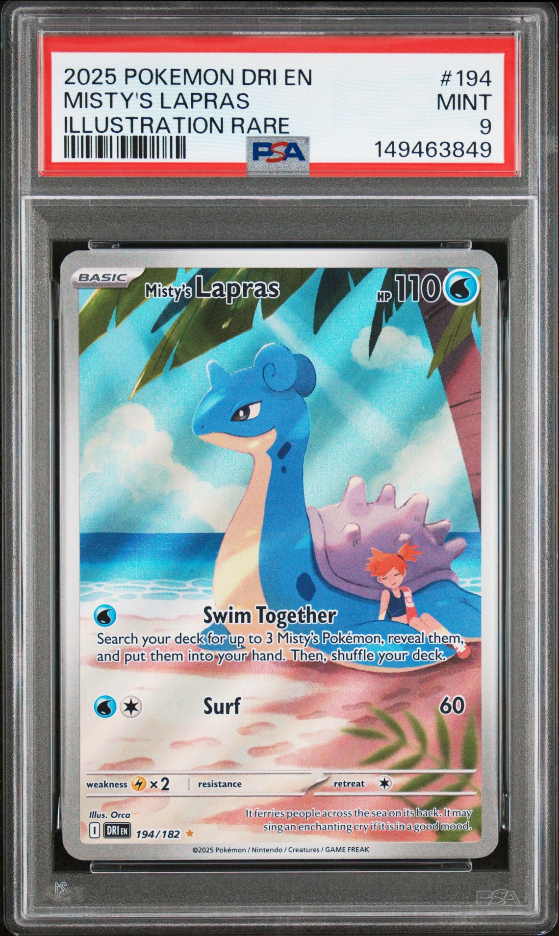 2025 Pokemon Dri En-Destined Rivals Misty's Lapras #194 (Illustration Rare) Mint 9 front