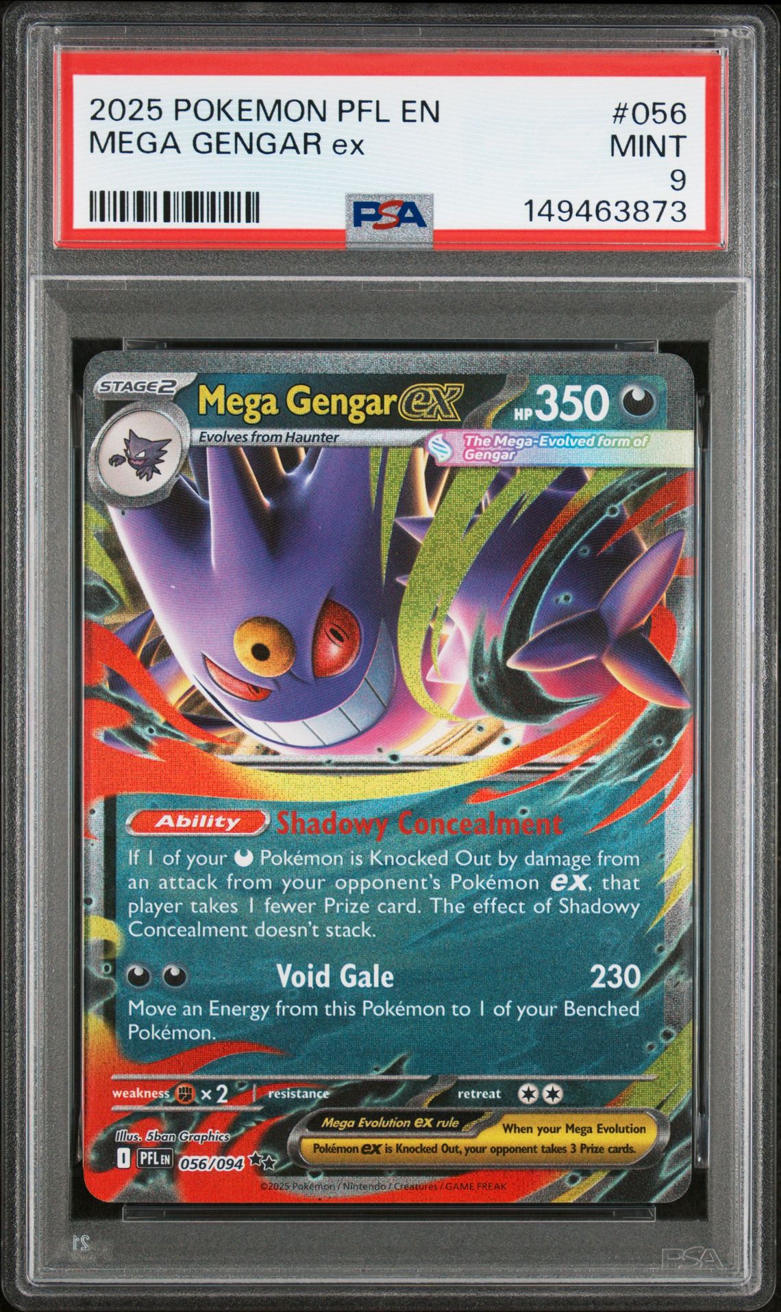 2025 Pokemon Pfl En-Phantasmal Flames Mega Gengar Ex #056 Mint 9 front