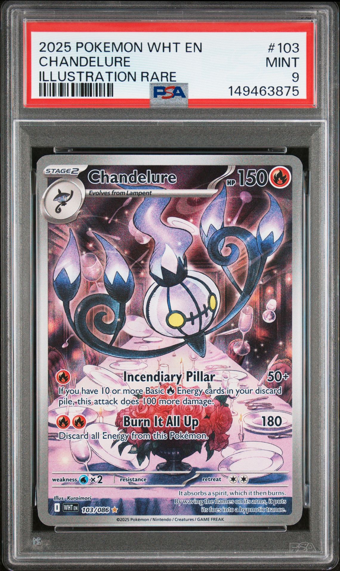 2025 Pokemon Wht En-White Flare Chandelure #103 (Illustration Rare) Mint 9 front