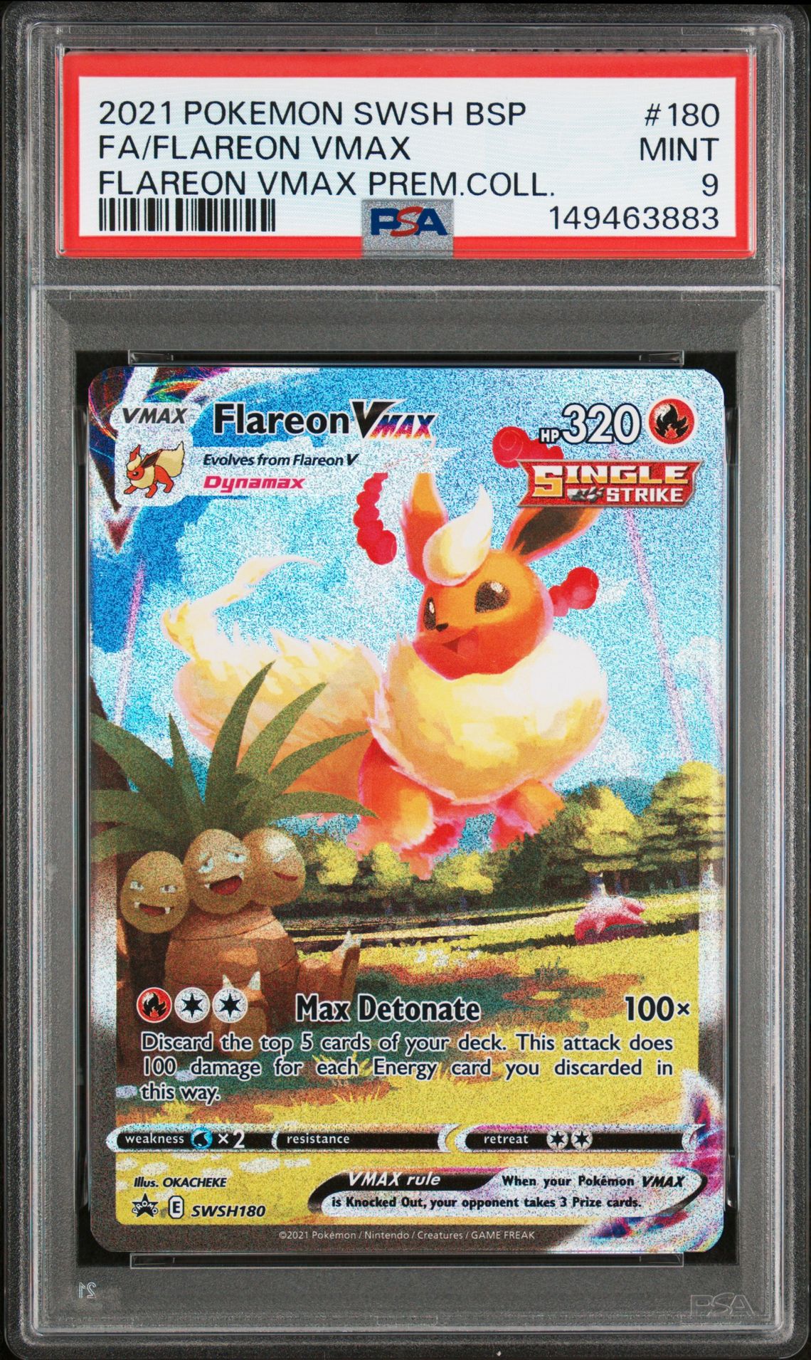 2021 Pokemon Swsh Black Star Promo Fa/Flareon Vmax #180 (Flareon Vmax Prem.coll.) Mint 9 front