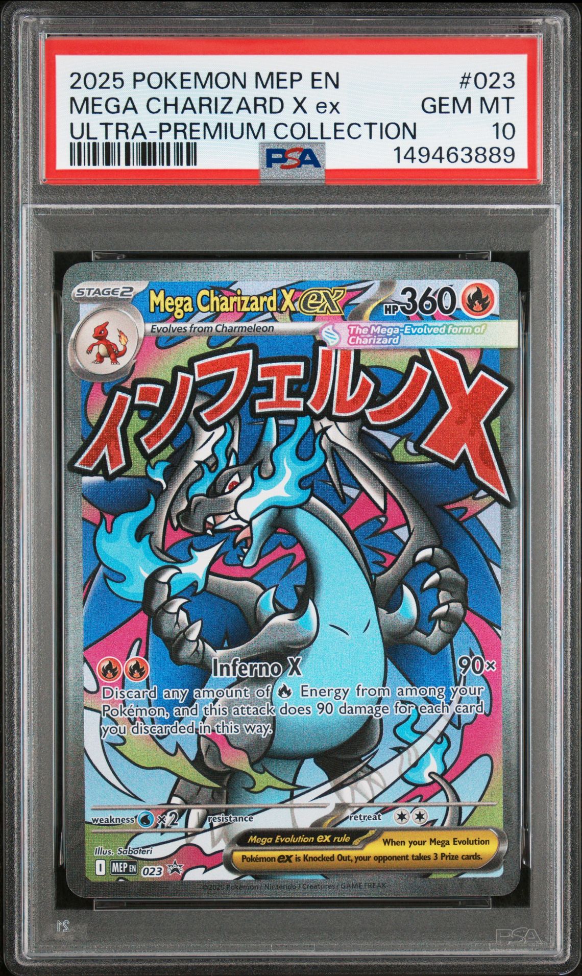 2025 Pokemon Mep En-Me Black Star Promo Mega Charizard X Ex #023 (Ultra-Premium Collection) Gem Mt 10 front