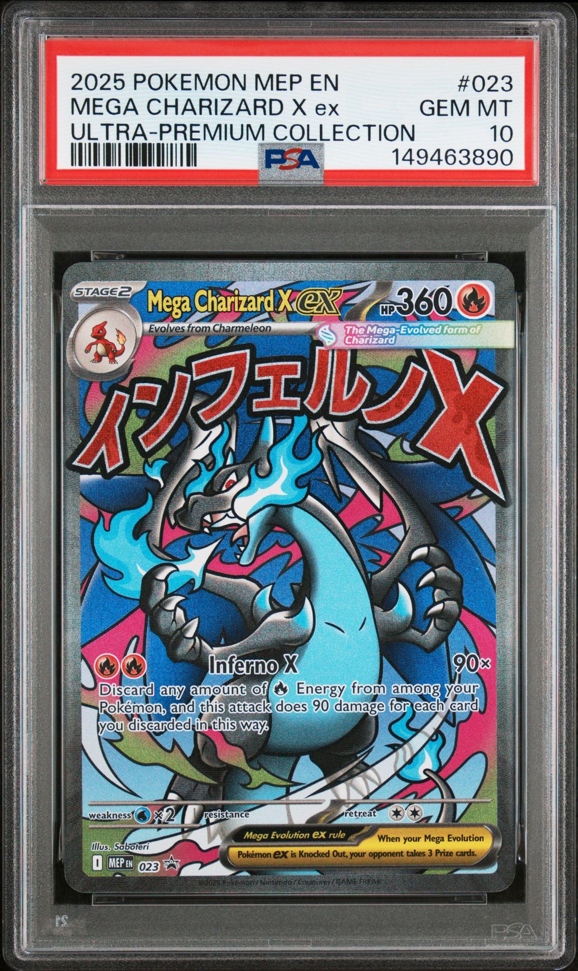2025 Pokemon Mep En-Me Black Star Promo Mega Charizard X Ex #023 (Ultra-Premium Collection) Gem Mt 10 front