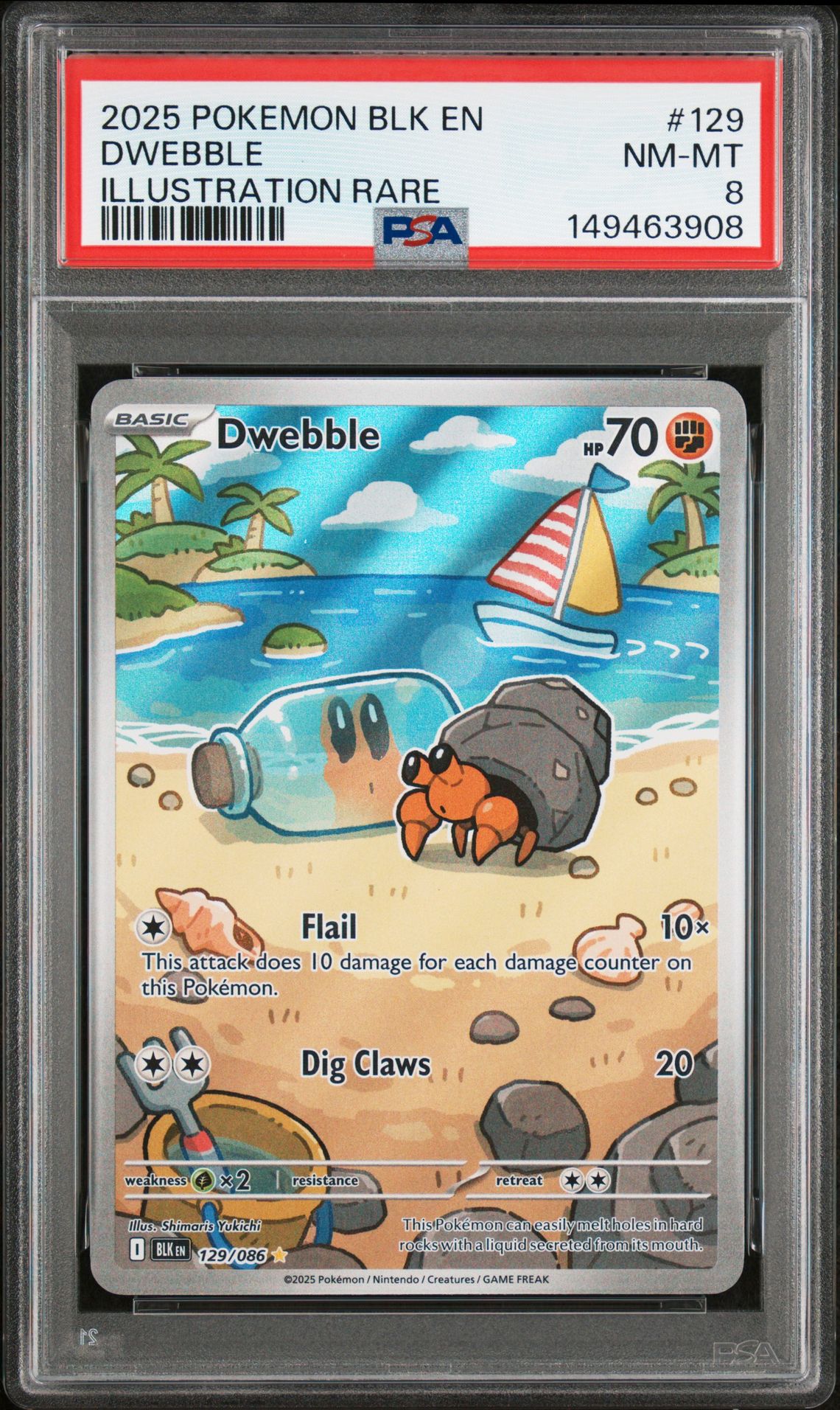 2025 Pokemon Blk En-Black Bolt Dwebble #129 (Illustration Rare) Nm-Mt 8 front