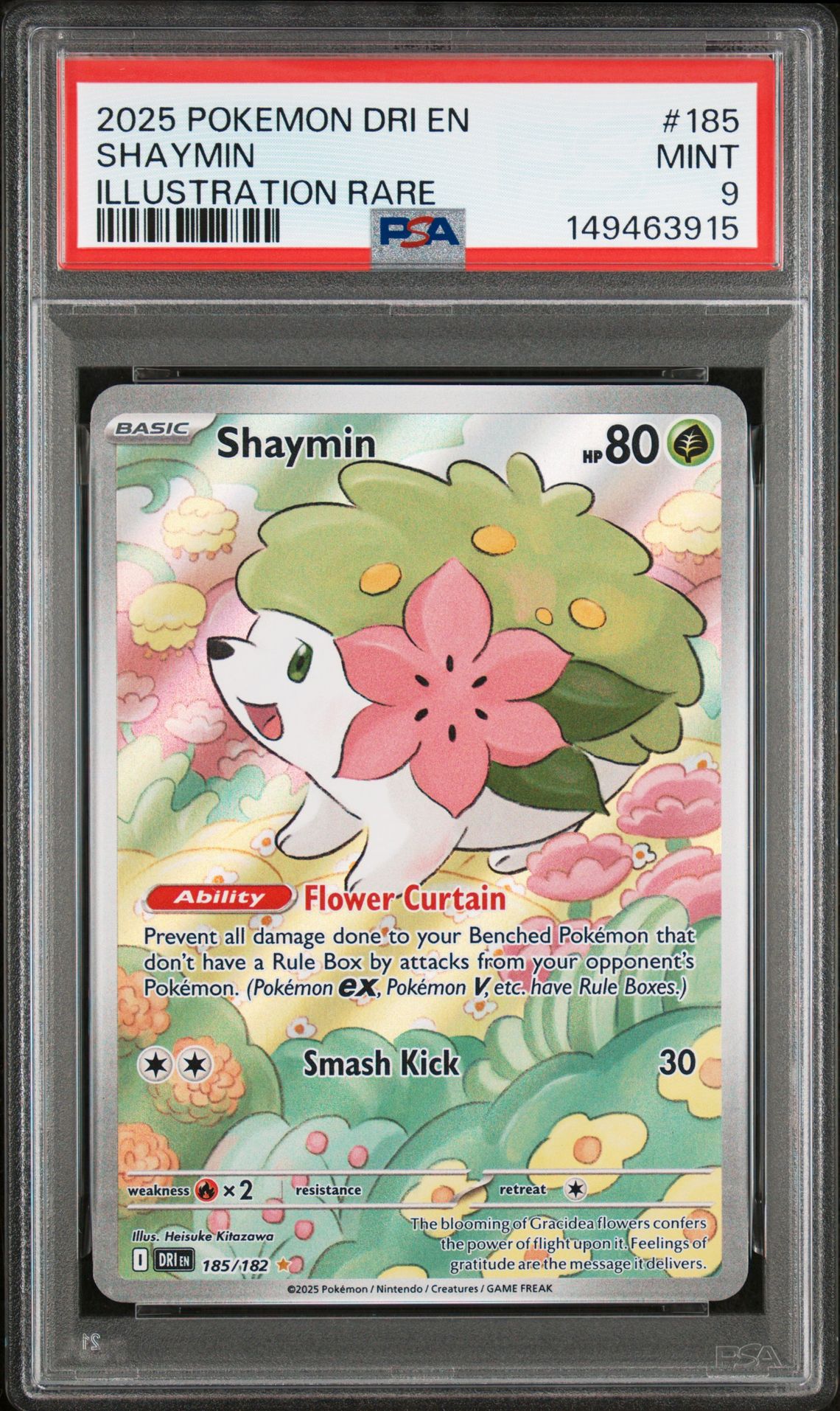 2025 Pokemon Dri En-Destined Rivals Shaymin #185 (Illustration Rare) Mint 9 front