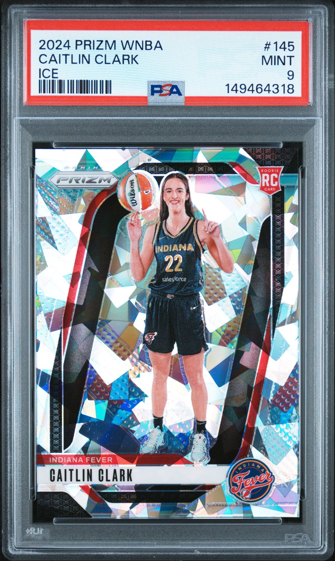 2024 Panini Prizm Wnba Caitlin Clark #145 (Ice) Mint 9 front