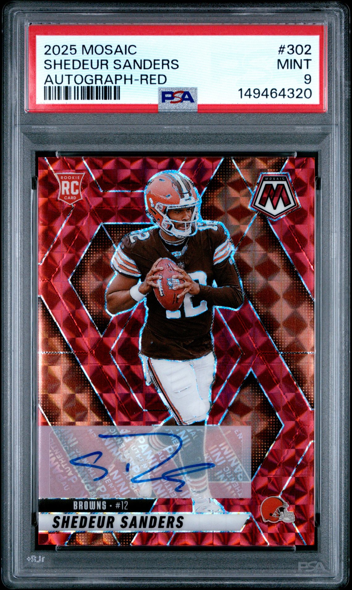 2025 Panini Mosaic Shedeur Sanders #302 (Autograph-Red) Mint 9 front