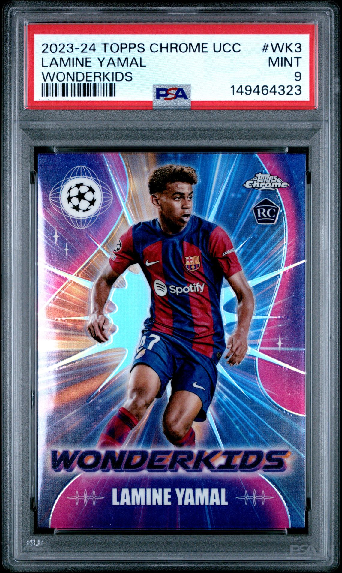 2023-24 Topps Chrome Uefa Club Competitions Wonderkids Lamine Yamal #Wk3 Mint 9 front