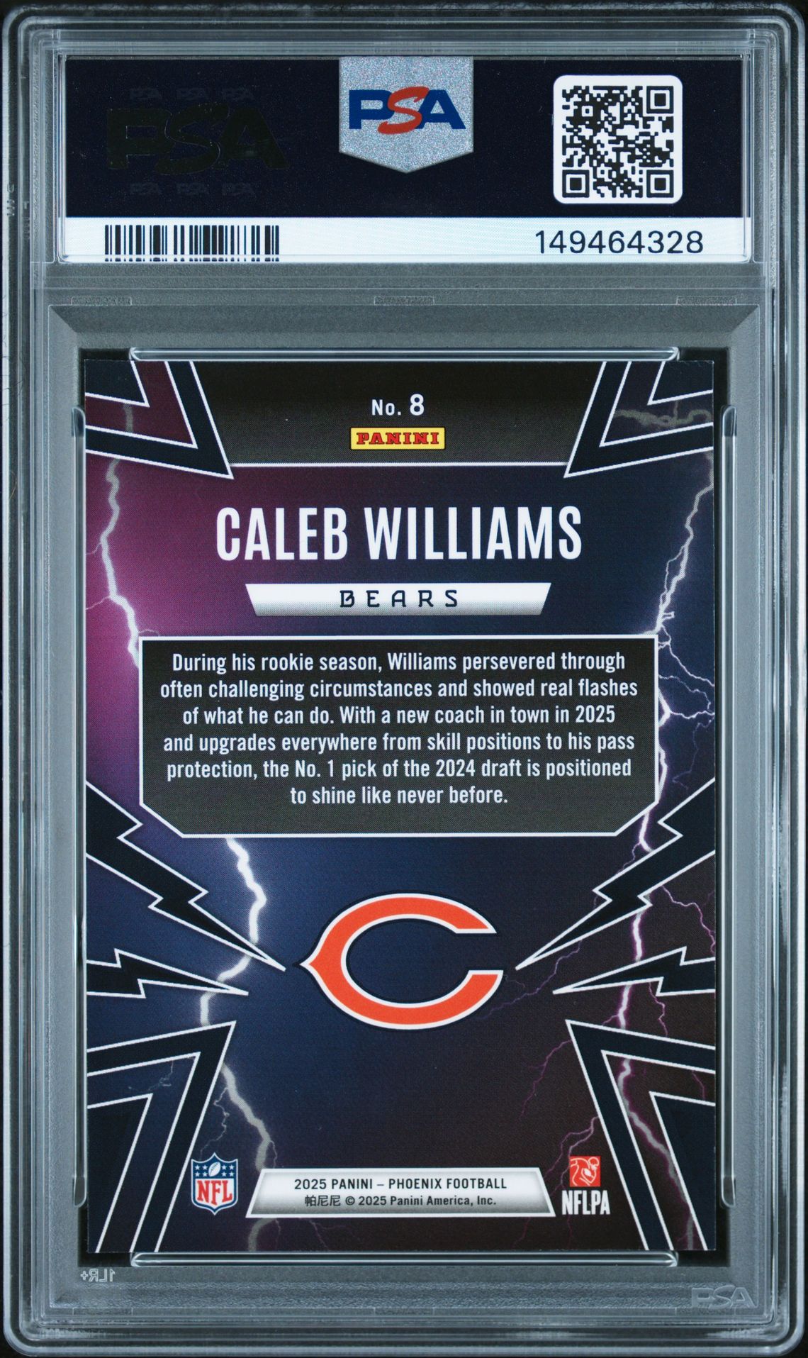 2025 Panini Phoenix Thunderbirds Caleb Williams #8 Mint 9 back