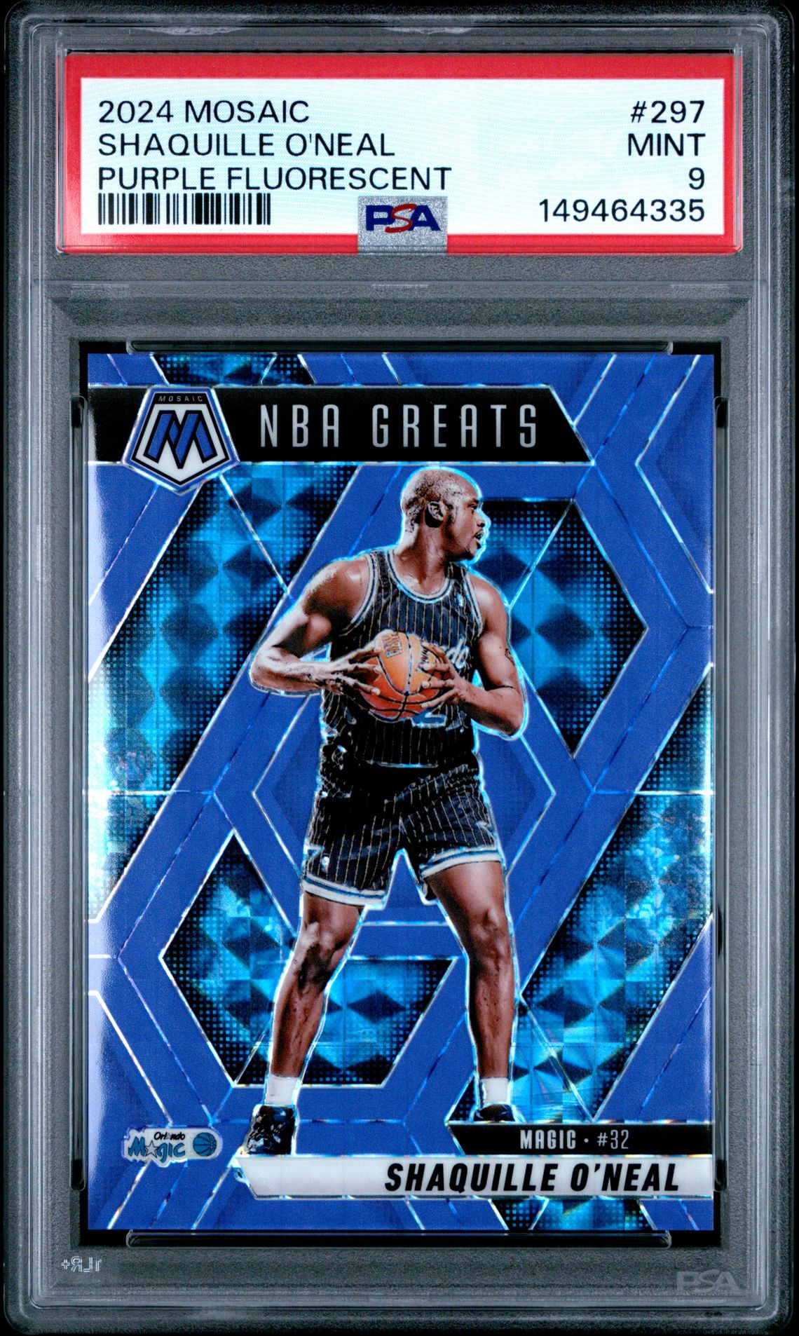 2024 Panini Mosaic Shaquille O'neal #297 (Purple Fluorescent) Mint 9 front