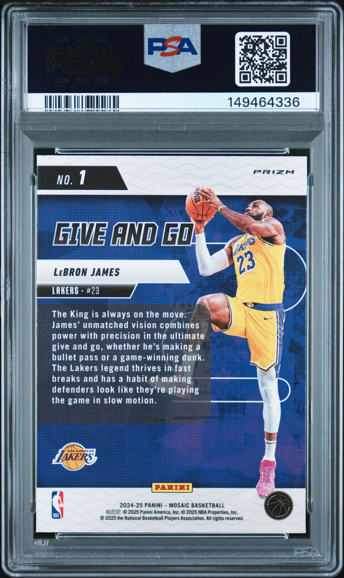 2024 Panini Mosaic Give And Go Lebron James #1 (Give And Go-Mosaic) Mint 9 back