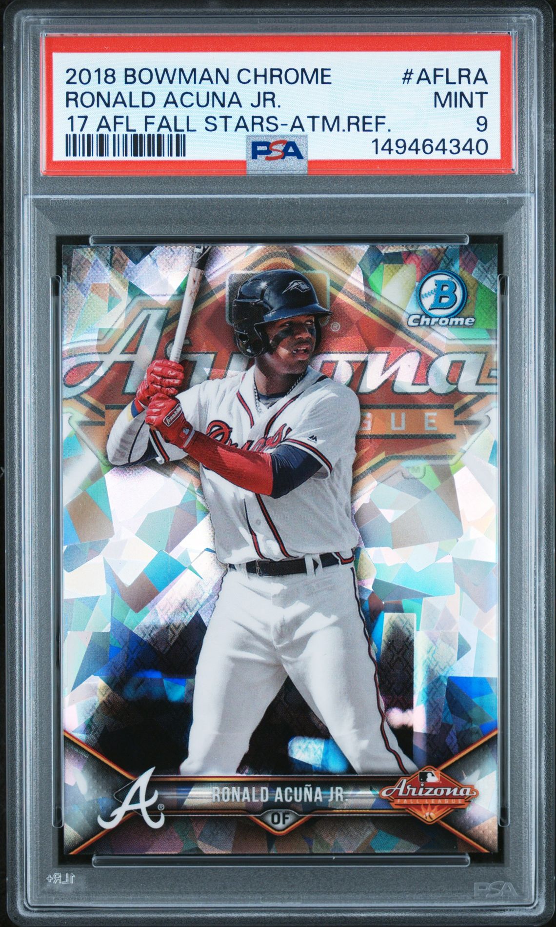 2018 Bowman Chrome 2017 Afl Fall Stars Ronald Acuna Jr. #Aflra (17 Afl Fall Stars-Atm.ref.) Mint 9 front