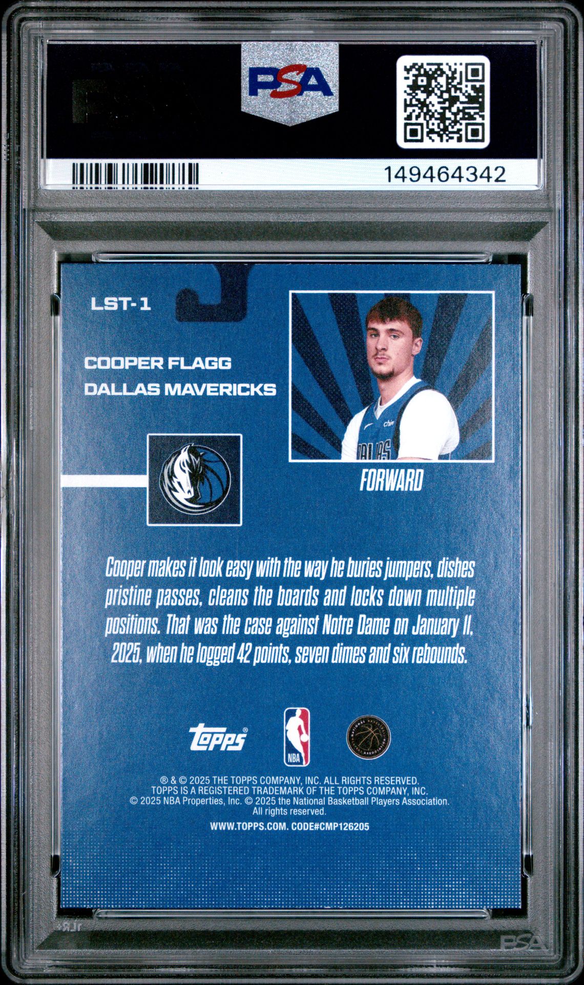 2025 Topps Limited Stock Legends Cooper Flagg #Lst-1 Mint 9 back