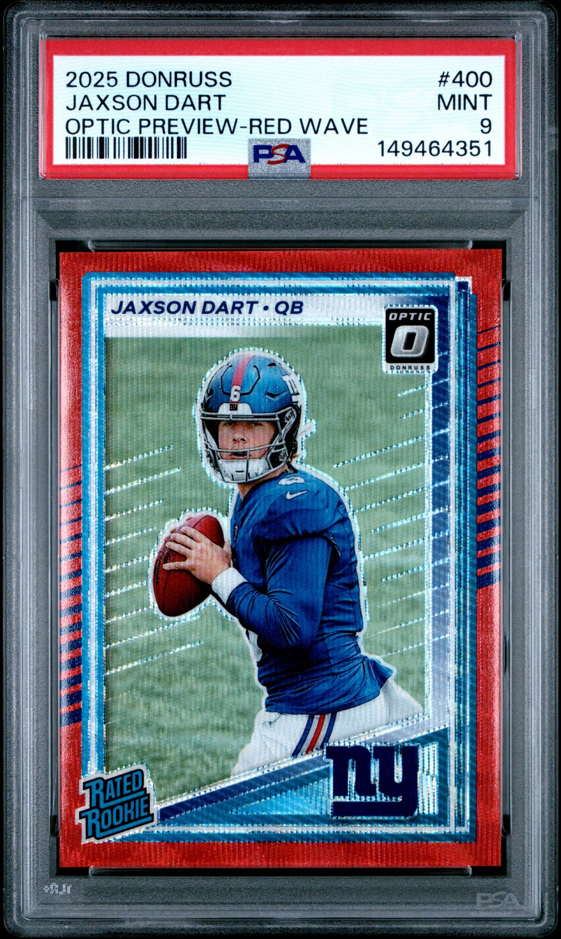 2025 Panini Donruss Jaxson Dart #400 (Optic Preview-Red Wave) Mint 9 front