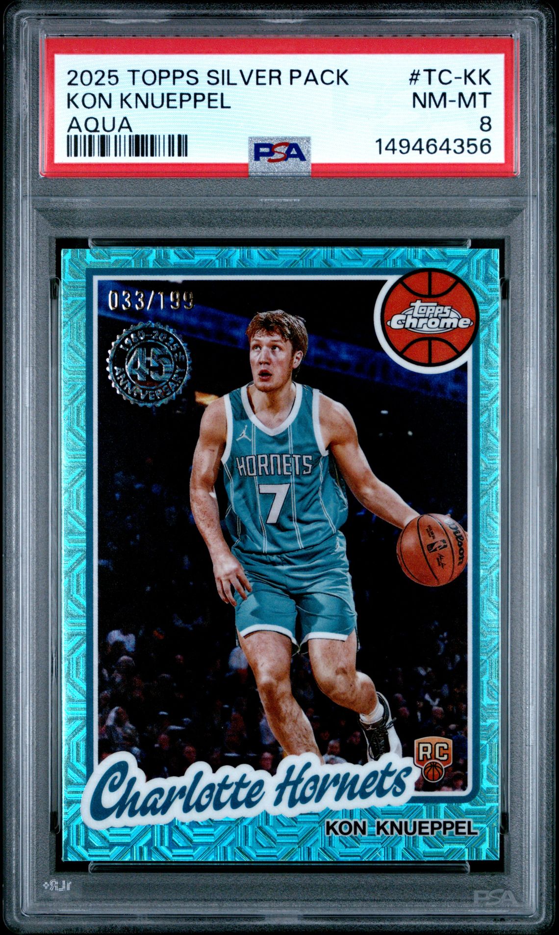 2025 Topps Silver Pack 1980-81 Topps Chrome Basketball Kon Knueppel #Tc-Kk (Aqua) Nm-Mt 8 front