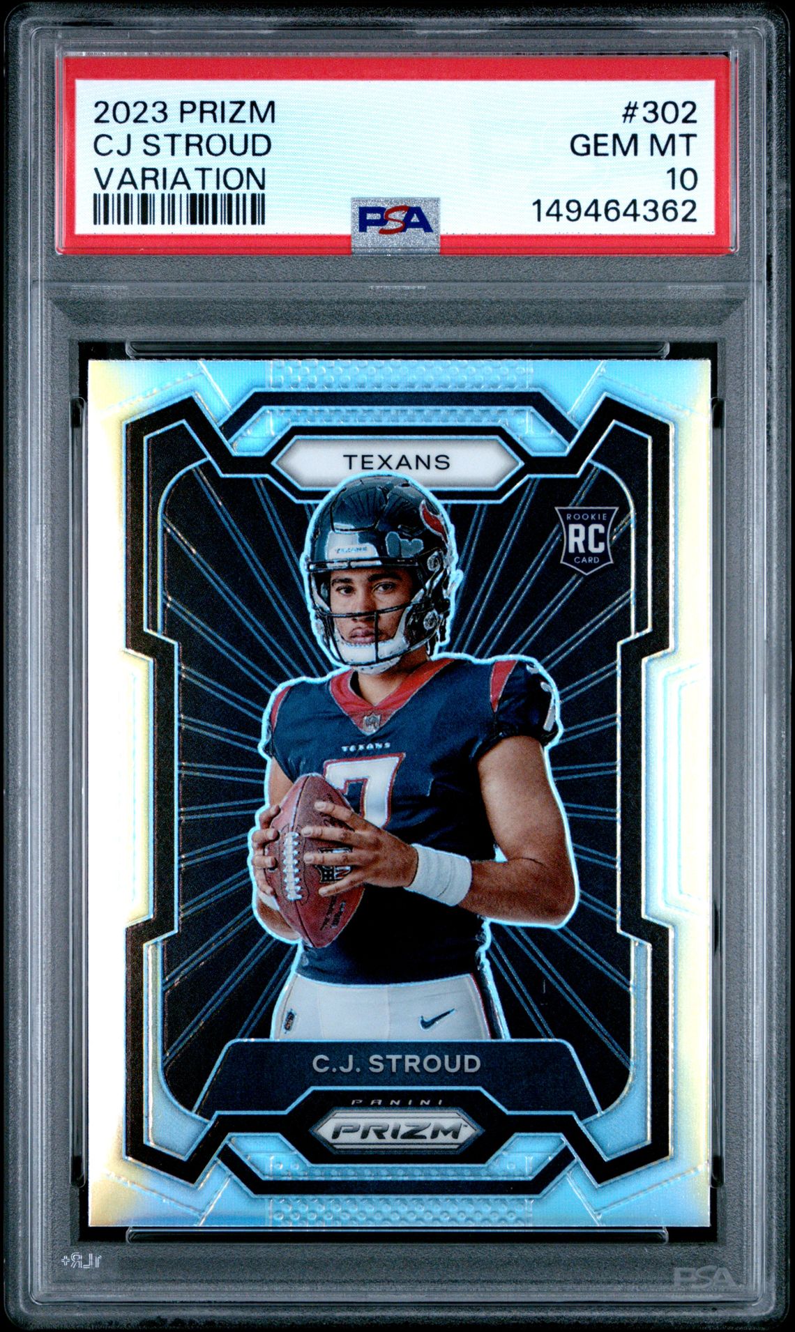 2023 Panini Prizm Cj Stroud #302 (Variation) Gem Mt 10 front view - PSA graded GEM MT 10