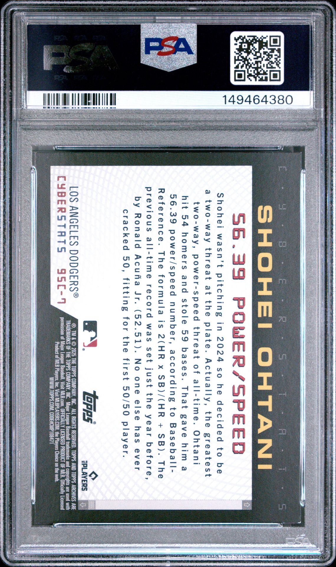2025 Topps Archives 1995 Topps Cyberstats Shohei Ohtani #7 Mint 9 back