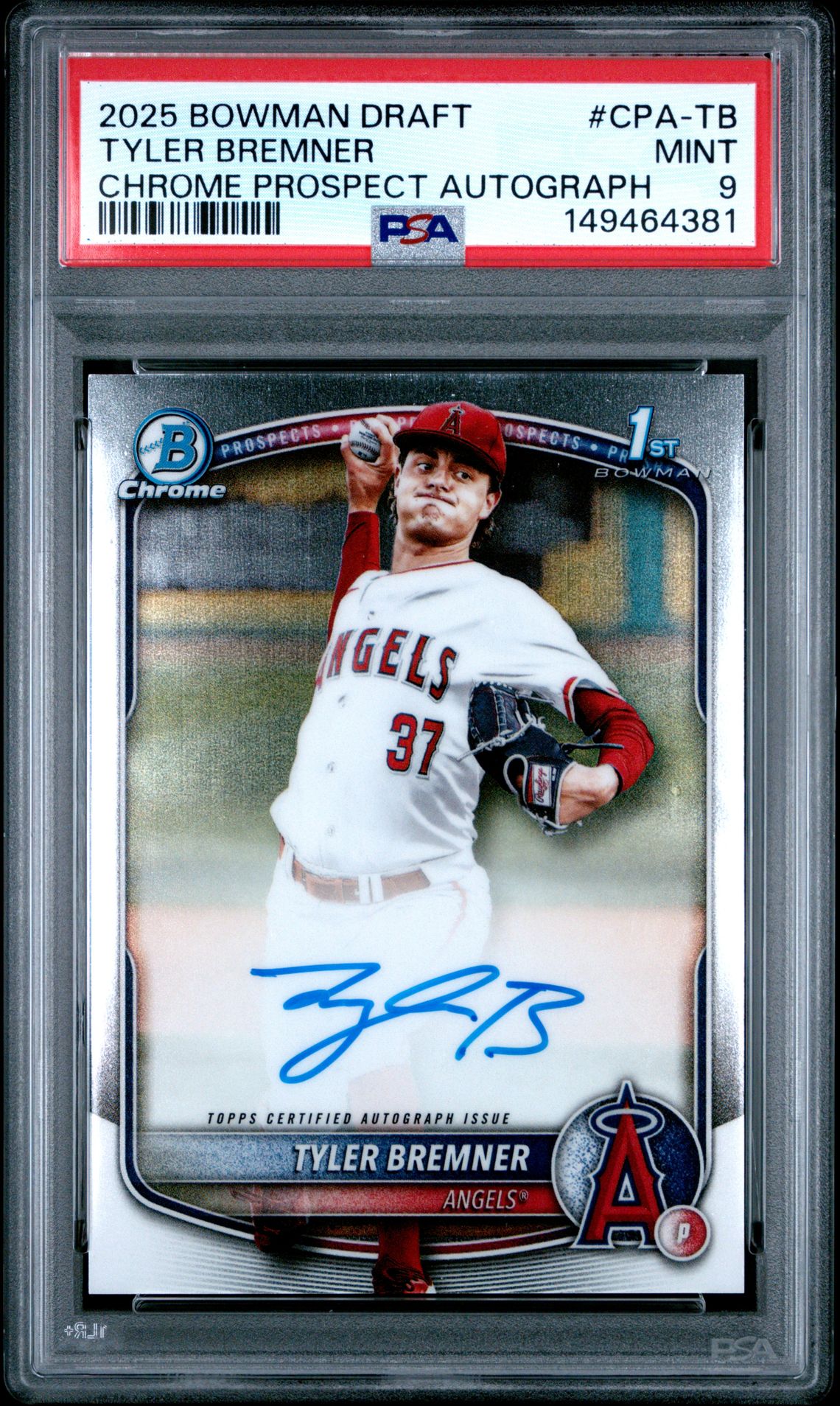 2025 Bowman Draft Chrome Prospect Autographs Tyler Bremner #Cpa-Tb Mint 9 front